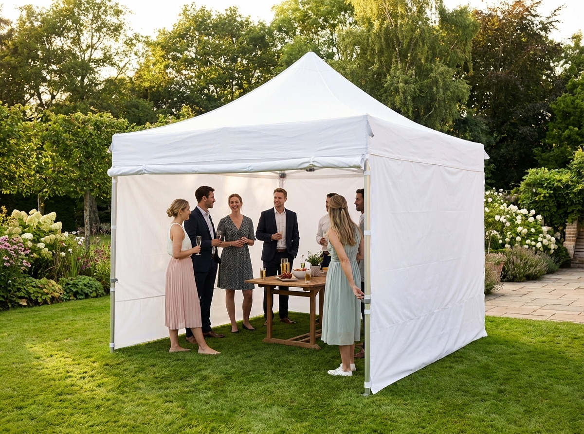 White Pop Up Gazebo 4x4 m with flame retardant aluminium frame - view 3