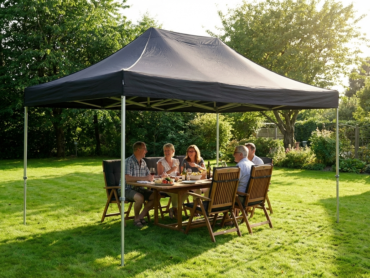 Pop Up Gazebo 3x4.5 m Black with Steel Frame - product detail