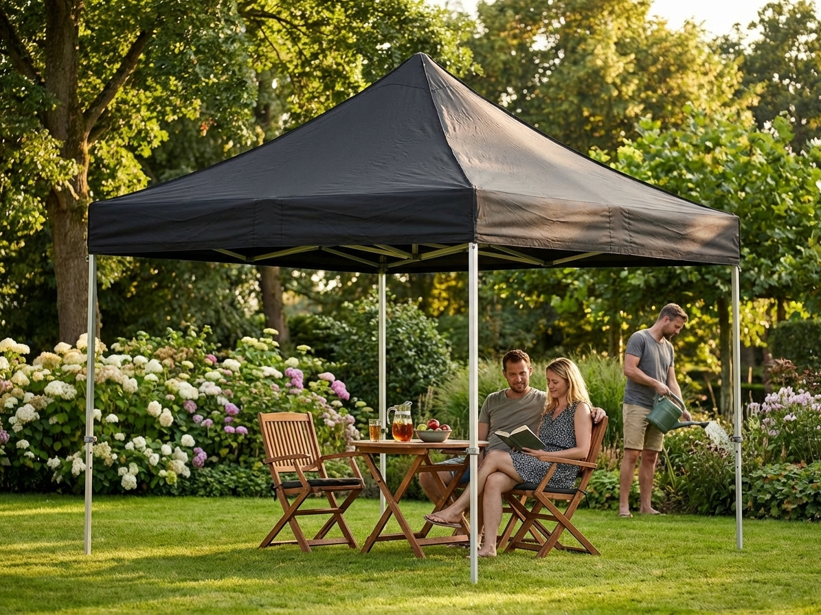 Black pop-up gazebo with aluminium frame for outdoor events - product detail