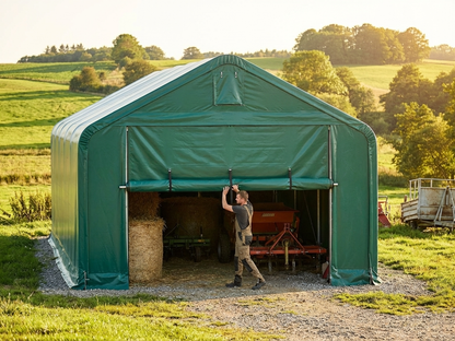 Green PVC storage shelter end wall for 4x10m and 4x12m