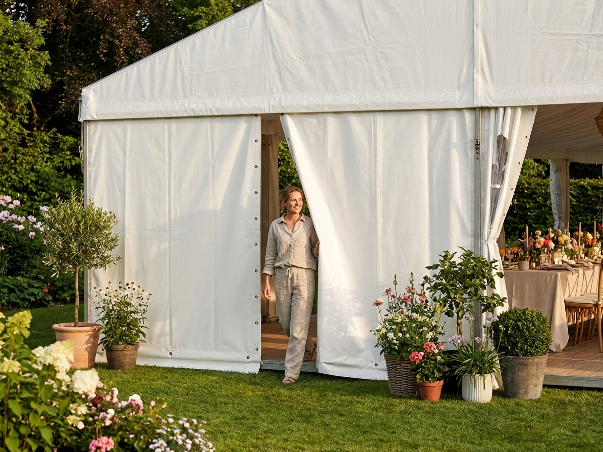 White PVC endwall 3x6m for commercial and outdoor use - product detail