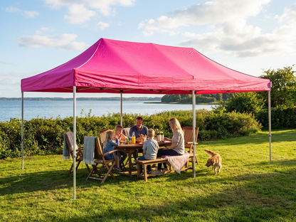 Pink pop-up gazebo with aluminium frame, perfect for outdoor events - product detail