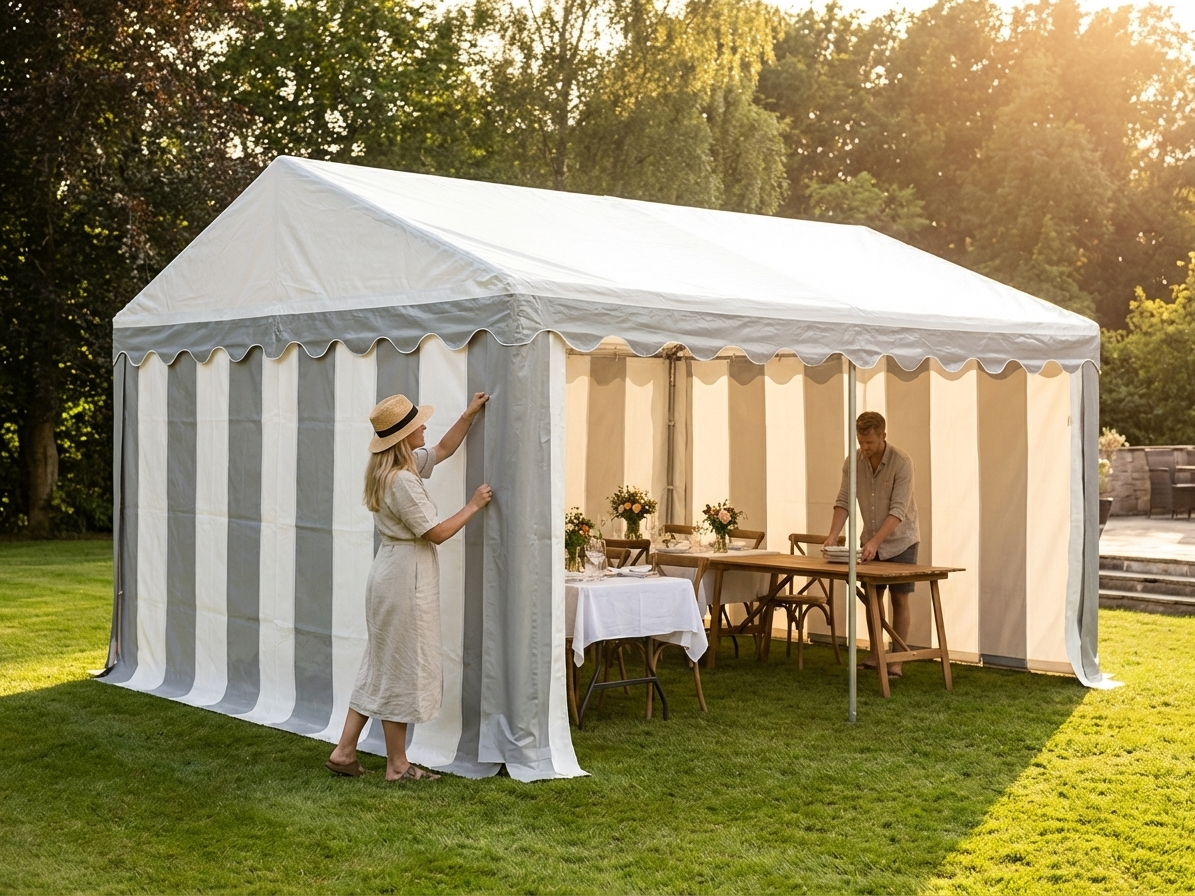 Polyethylene Marquee Roof Cover 5x6m in White/Grey for Event Shelter
