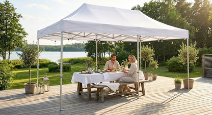 Pop up gazebo 3x4.5m white with steel frame for outdoor use