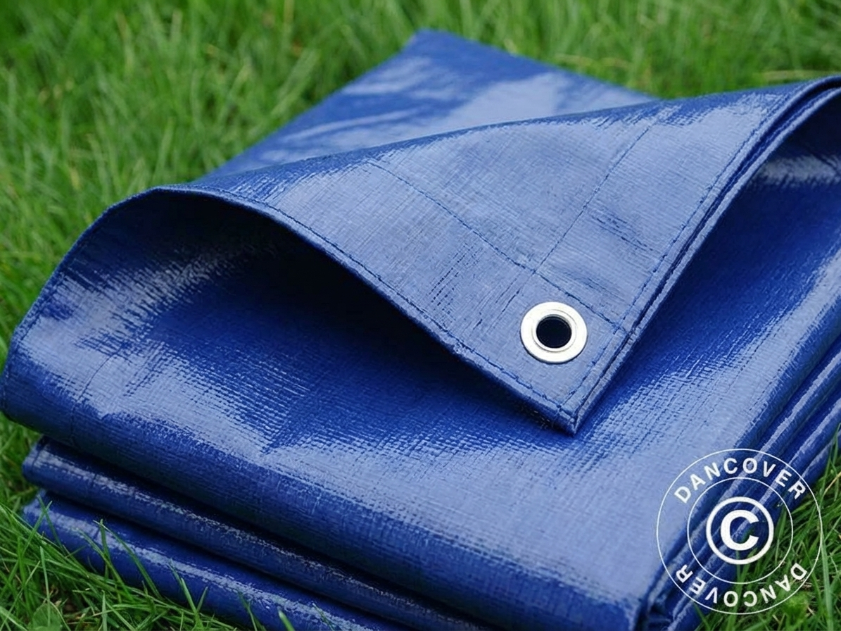 Blue PE tarpaulin 6x8m for outdoor covering - product detail