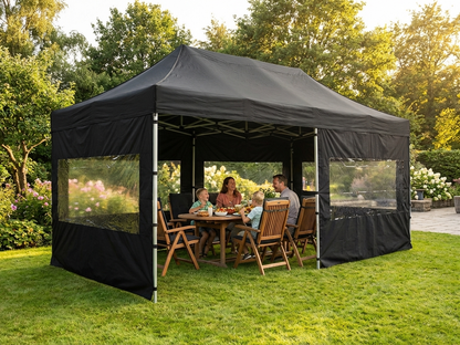 Black pop up gazebo with aluminium frame, ideal for outdoor events - product detail