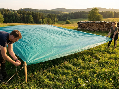 Green polyethylene tarpaulin 20x20 m for outdoor use - view 3