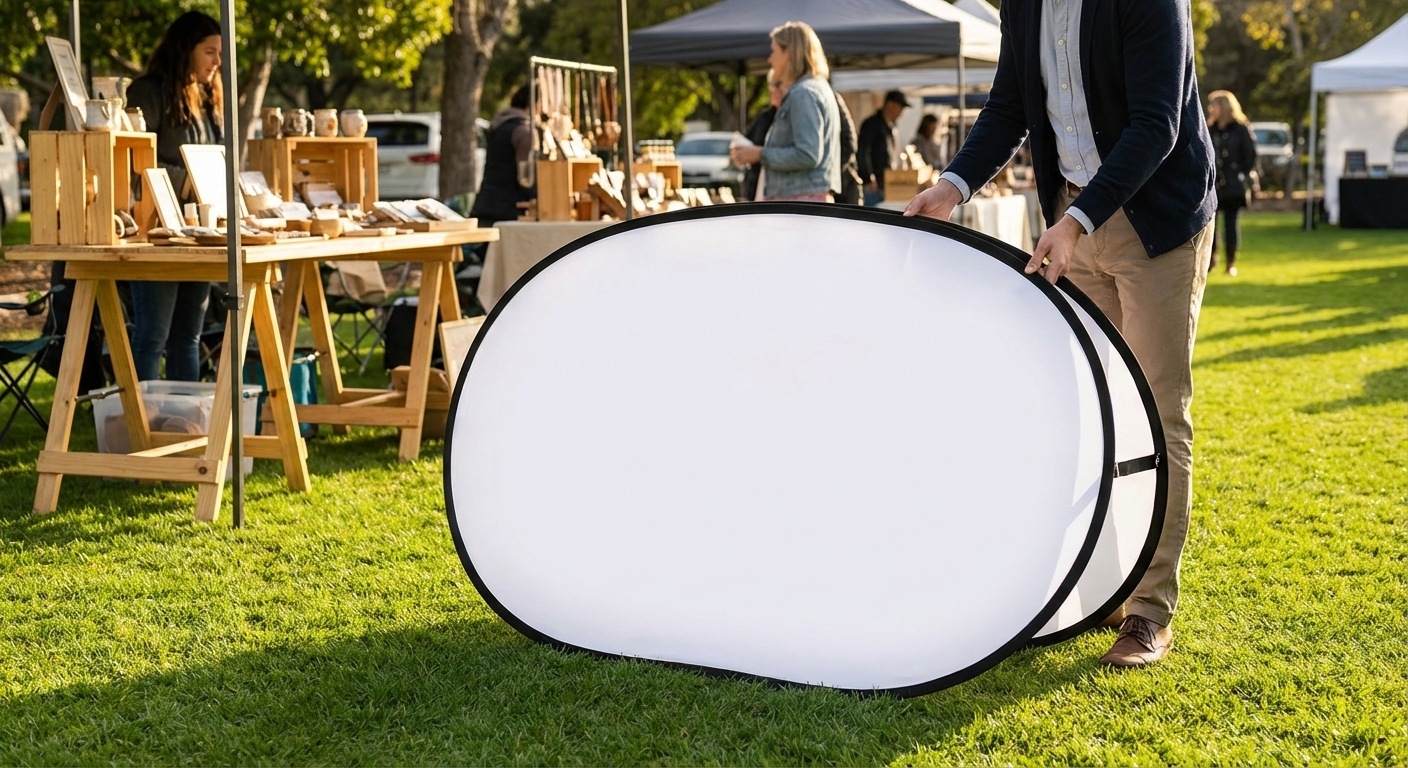 Premium pop up banner for events, made from knitted polyester