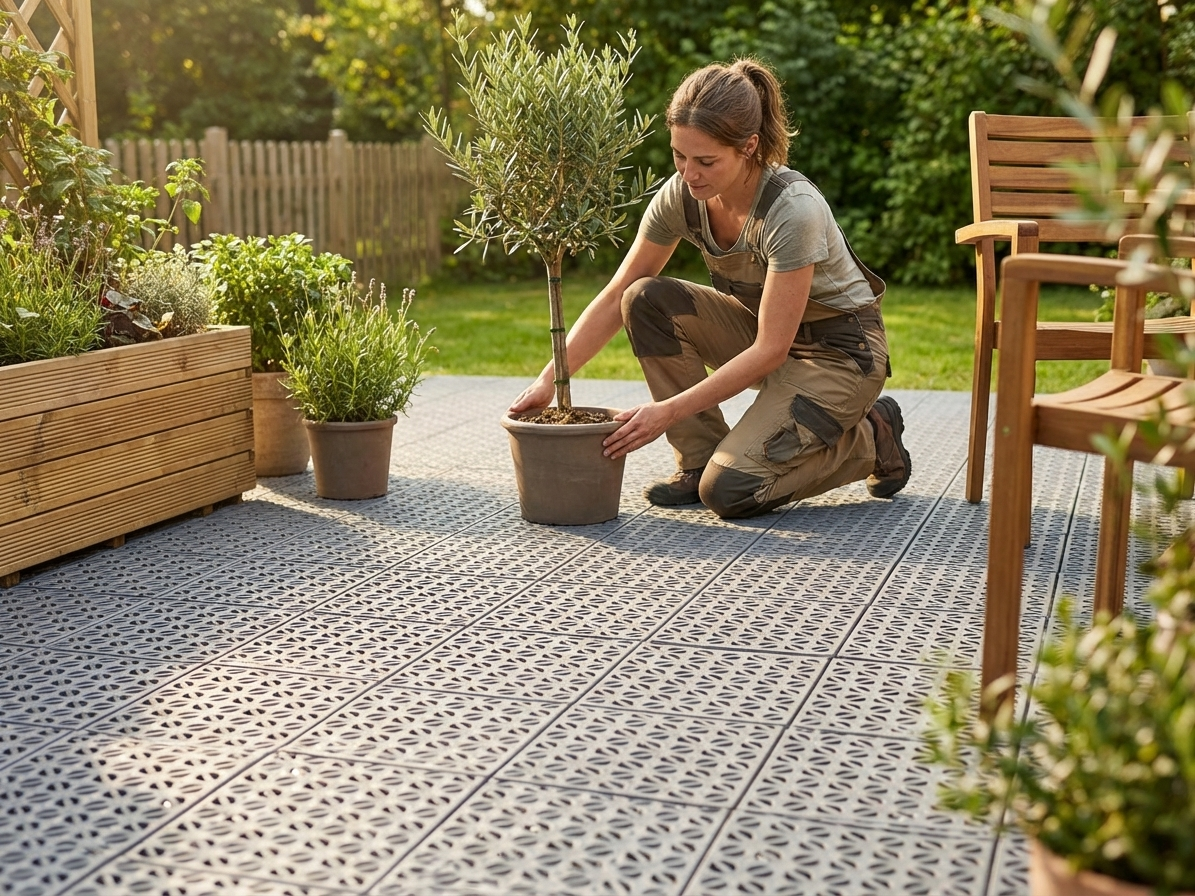Grey plastic flooring made from high-quality polyethylene