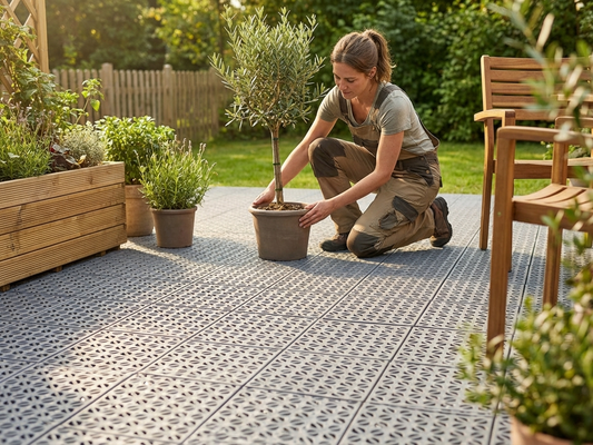 Grey plastic flooring made from high-quality polyethylene