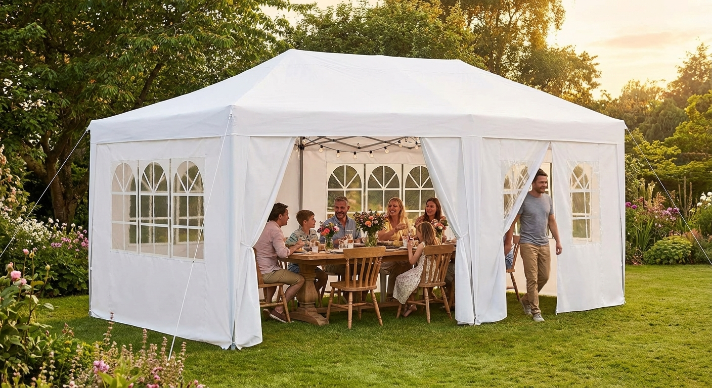 White gazebo sidewall kit 4x6m for outdoor events - view 3