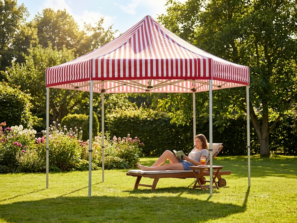 Pop up gazebo 3x3m white/red with aluminium frame