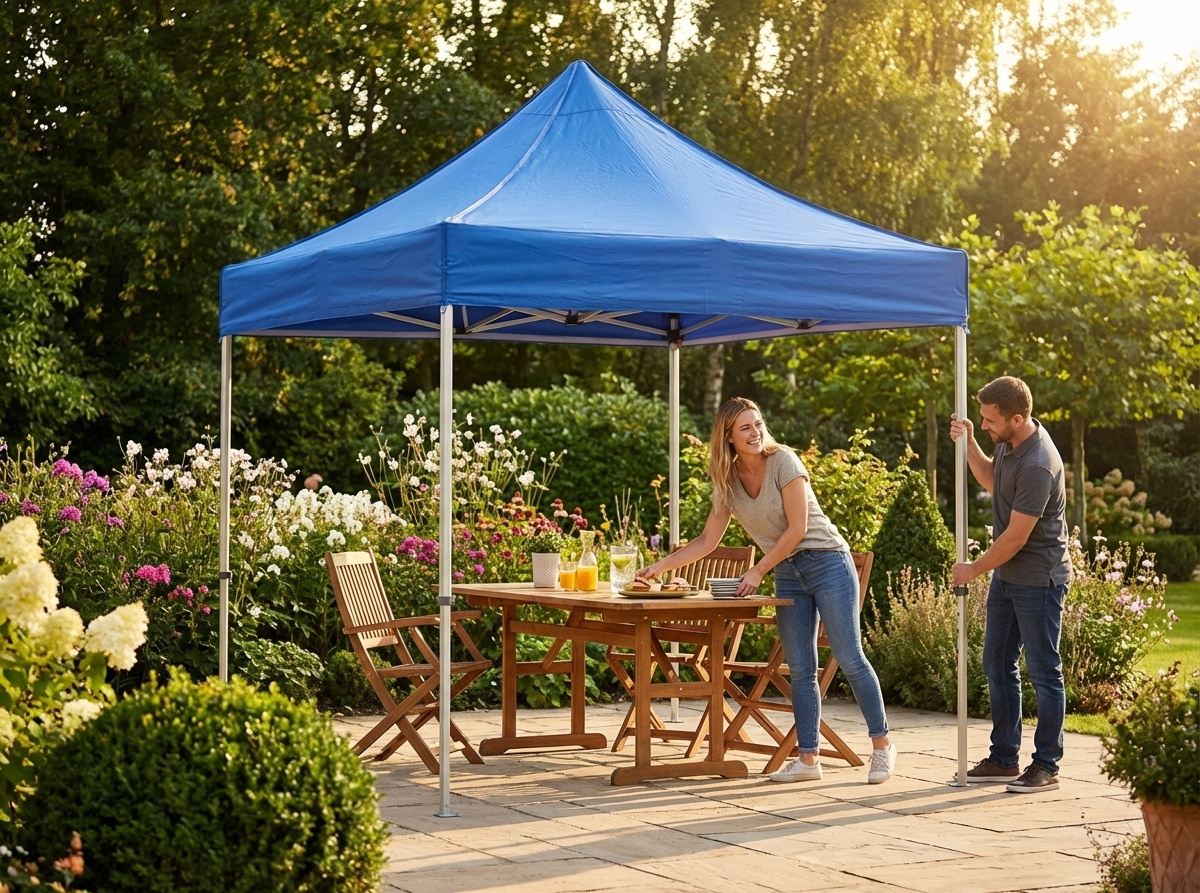 Blue pop-up gazebo with aluminium frame for outdoor events - view 3