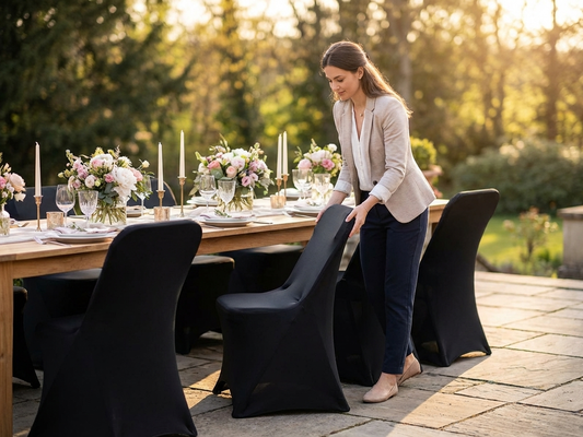 Stretch chair cover in black, fitting 44x44x80 cm chairs - product detail