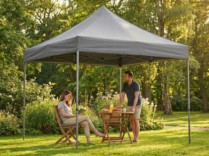 Grey pop-up gazebo 3x3 m with steel frame for outdoor events