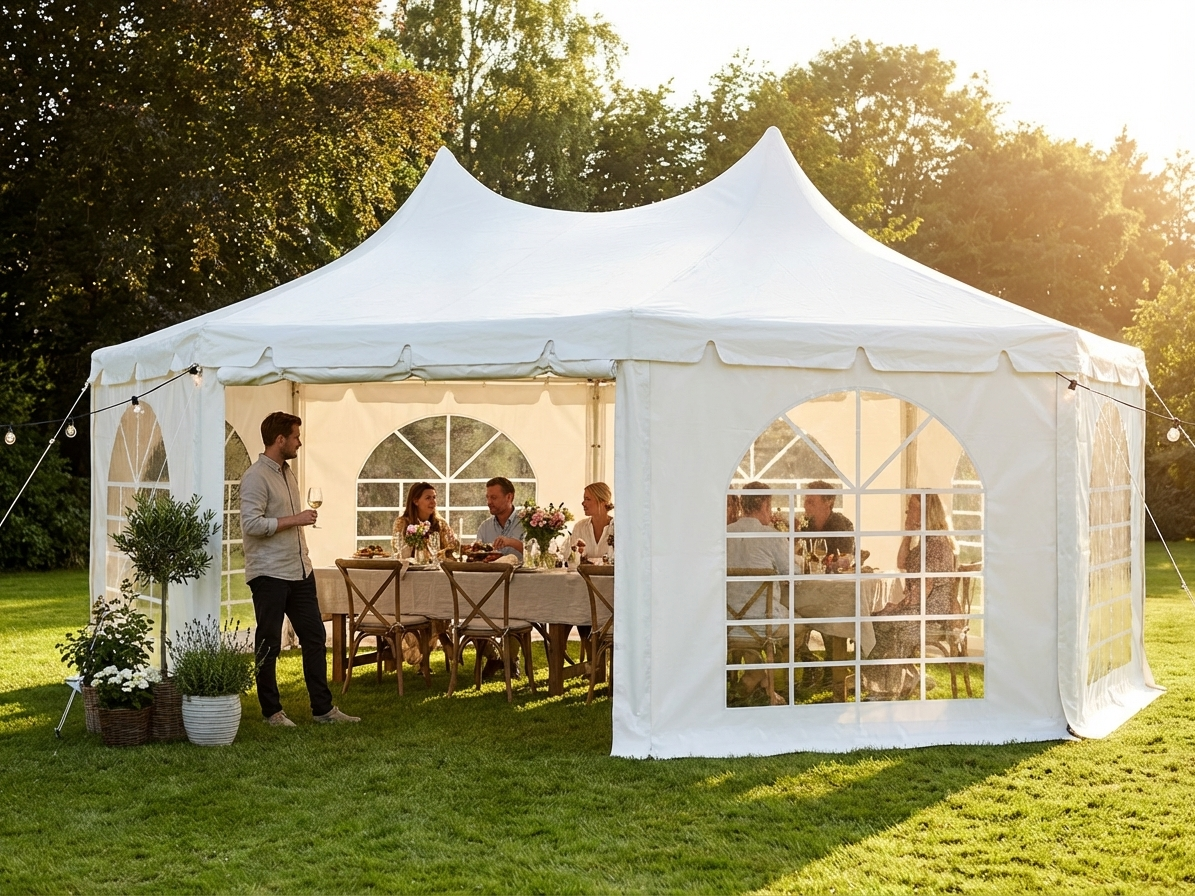 White marquee 6.8x5 m made of PVC and steel for events - view 3