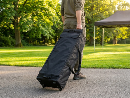 Black carry bag with wheels, 4x6m, made of 600D polyester - view 3