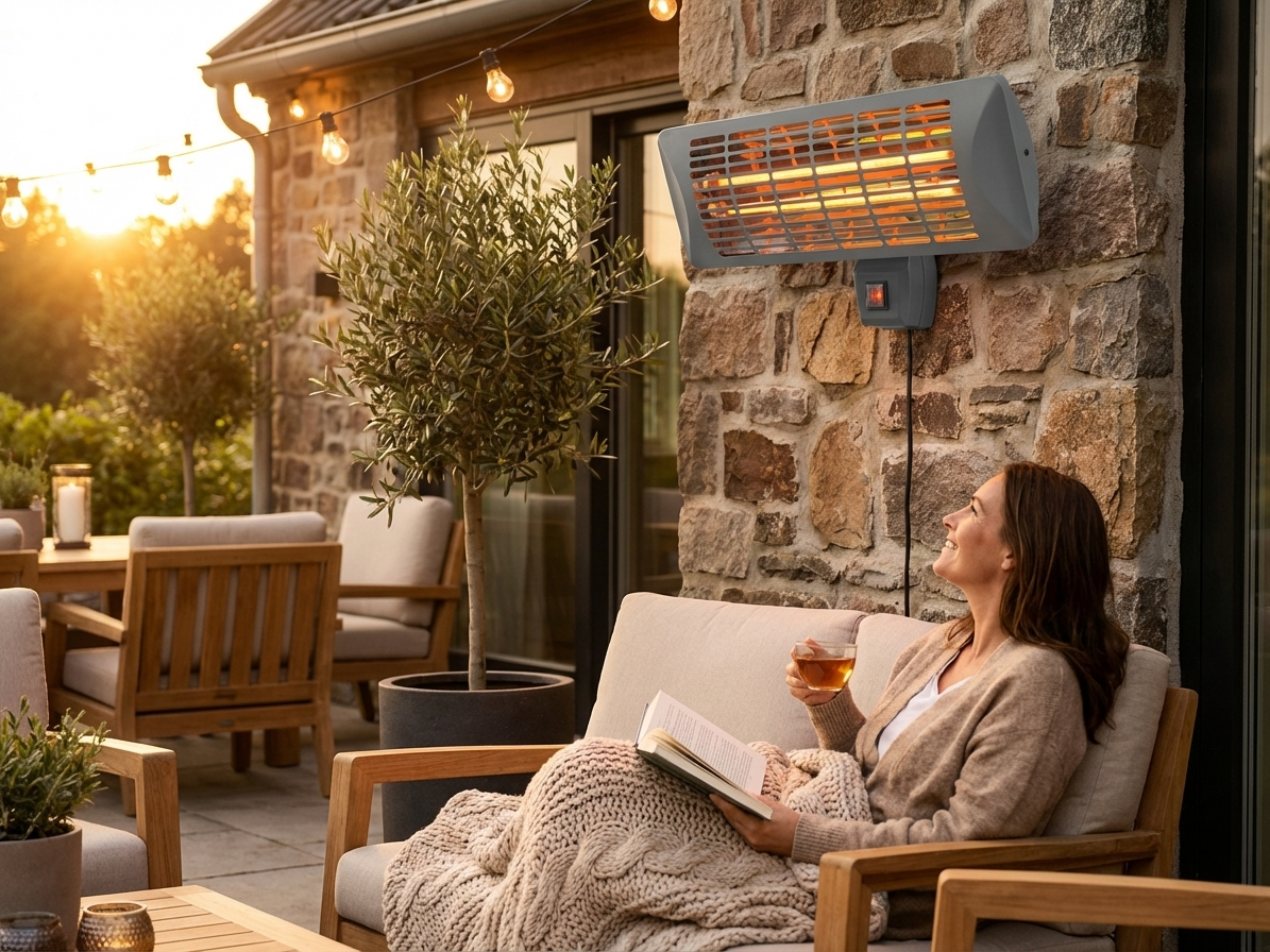 Grey patio heater for outdoor use