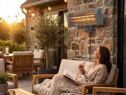 Grey patio heater for outdoor use