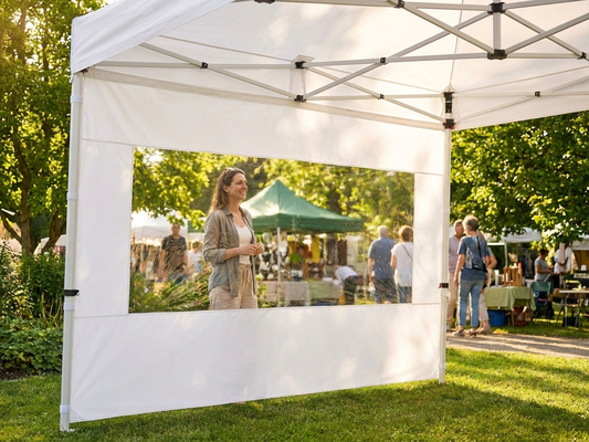Sidewall with panorama window, 3m white, for outdoor events - product detail
