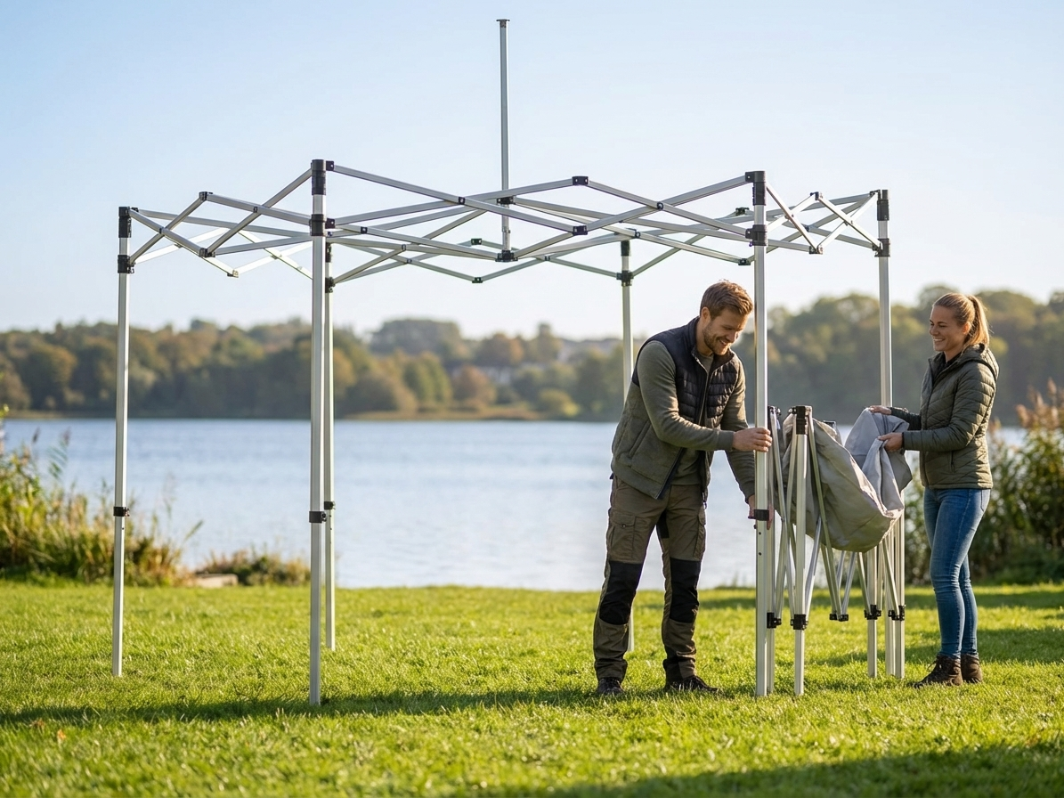 Aluminium gazebo frame, 3.5x3.5 m, silver finish