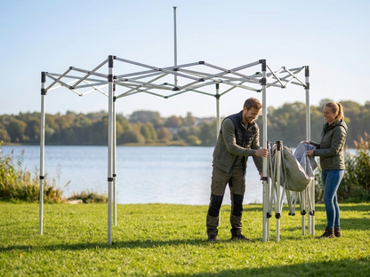 Aluminium gazebo frame, 3.5x3.5 m, silver finish
