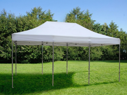 White pop-up gazebo 4x6 m with flame retardant fabric