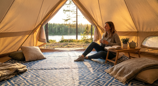 Bell tent matting in blue and white for 6m tents - product detail