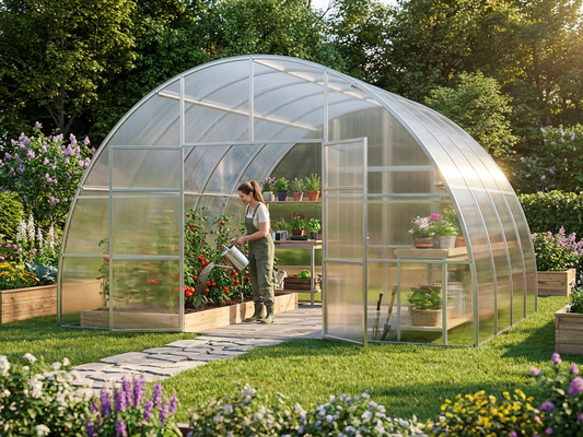 Polycarbonate Greenhouse, 24 m², Silver, durable and spacious