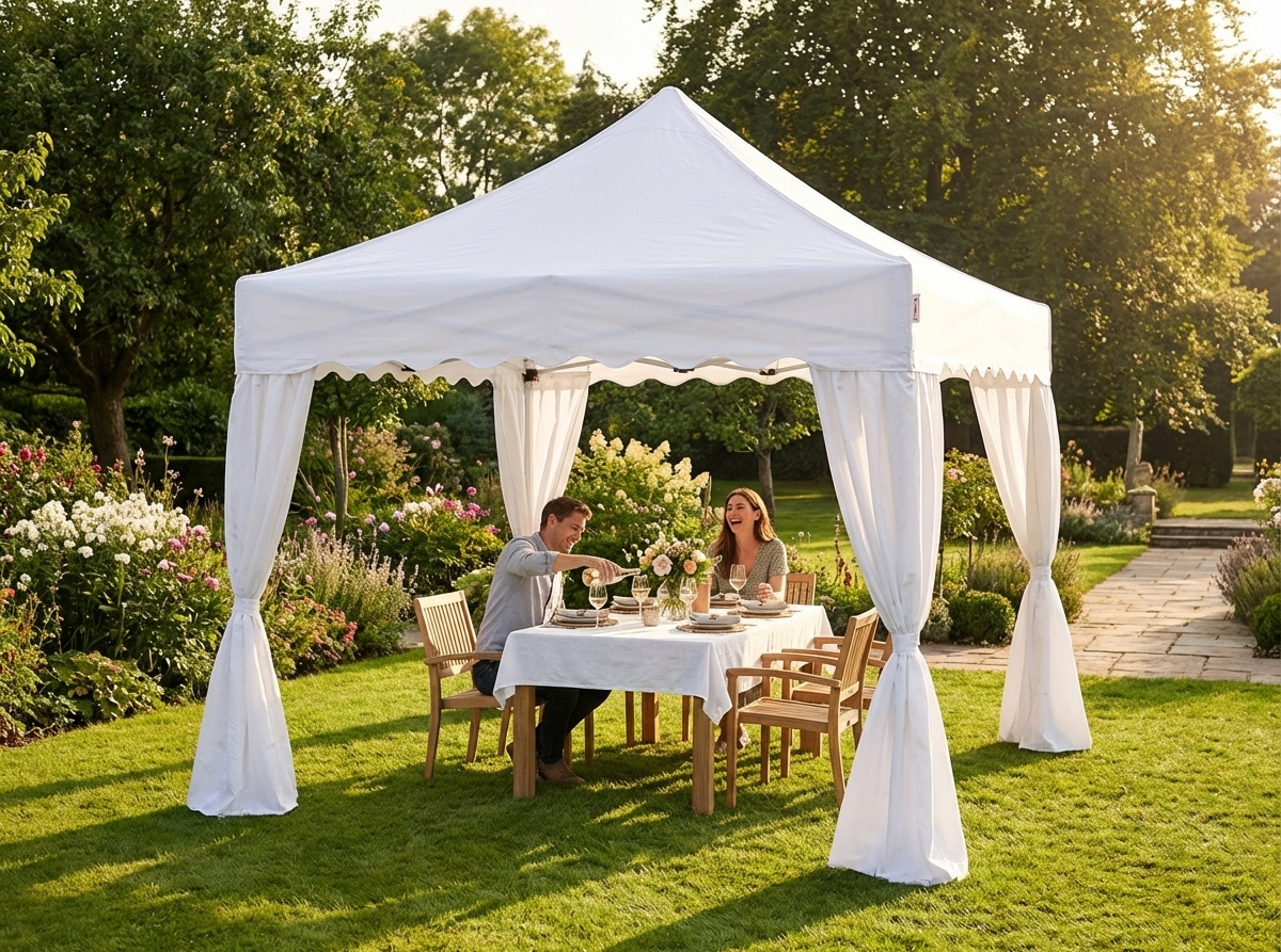 White pop-up gazebo with aluminium frame for outdoor events - view 3