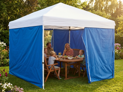 Blue gazebo sidewall kit made of durable polyester with PVC backing - view 3