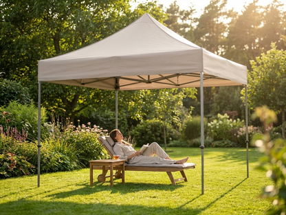 Pop up gazebo with steel frame in latte colour for outdoor use