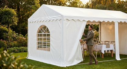 PVC tent extension in white for outdoor events