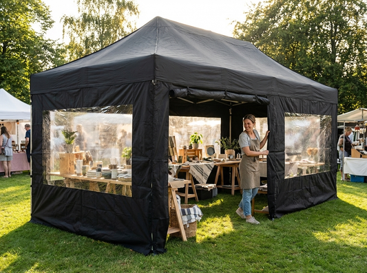 Black Gazebo Sidewall Kit 4x8m for Outdoor Events - product detail