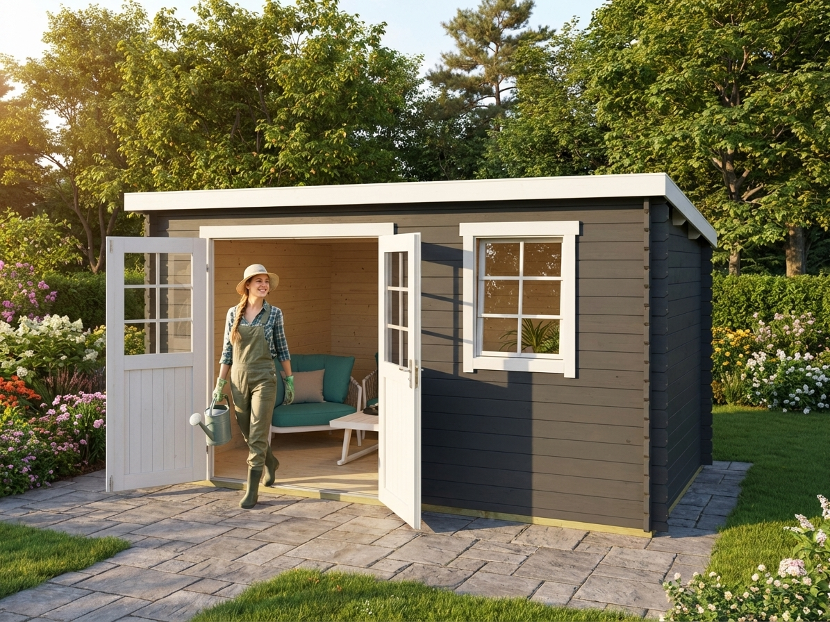 Wooden shed in dark grey made of Nordic Spruce - view 3