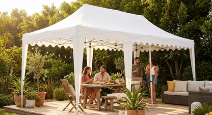 White gazebo roof cover made from polyester with PVC backing - view 3