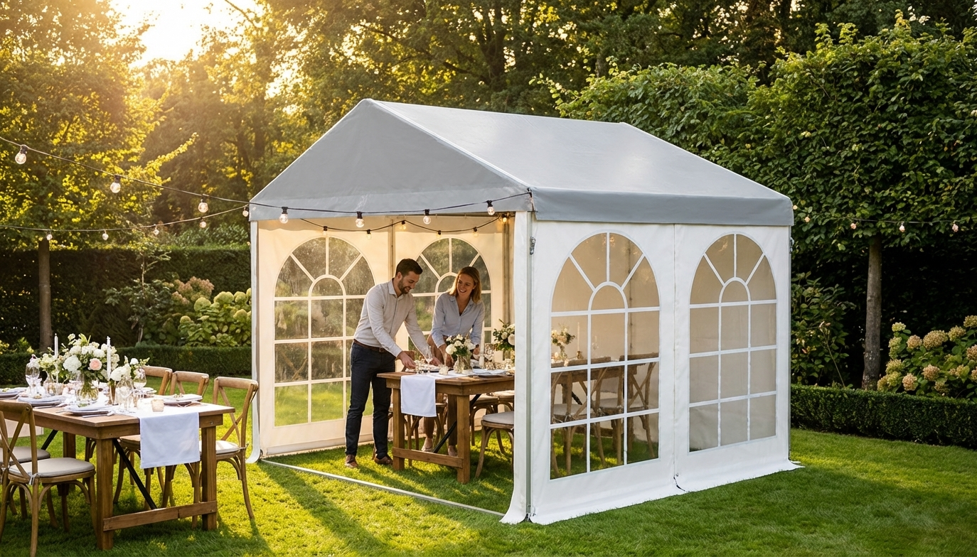 White marquee extension 9x3m heavy PVC event use - view 3