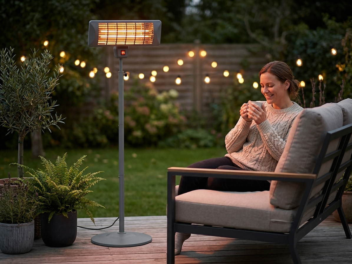 Grey patio heater for outdoor use