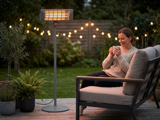 Grey patio heater for outdoor use