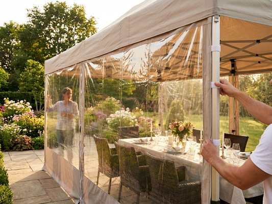 Clear PVC sidewall kit for 3x6m gazebo, ideal for outdoor events