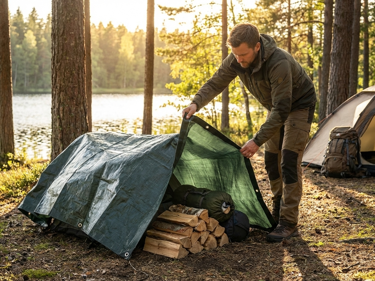 Dark green tarpaulin 5x8 meters for outdoor use