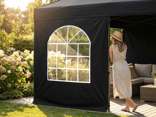 Black PVC sidewall with window for outdoor events