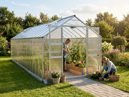 Polycarbonate Greenhouse 23.8 m² Silver with Steel Frame