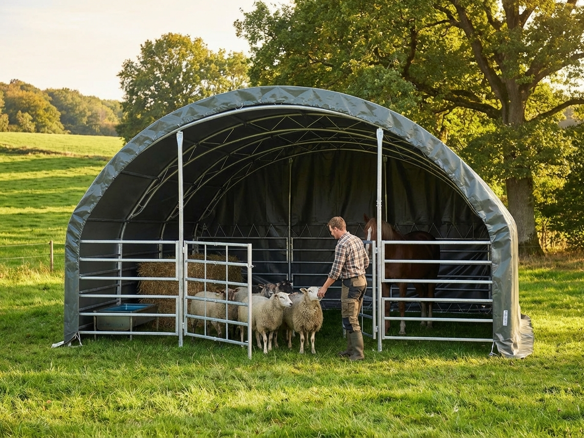 Livestock Shelter 6x6m Green PVC for outdoor use - product detail