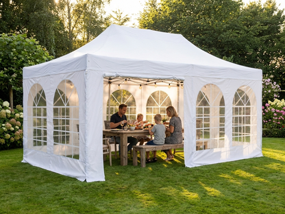 White pop up gazebo 4x6 m with aluminium frame for outdoor events