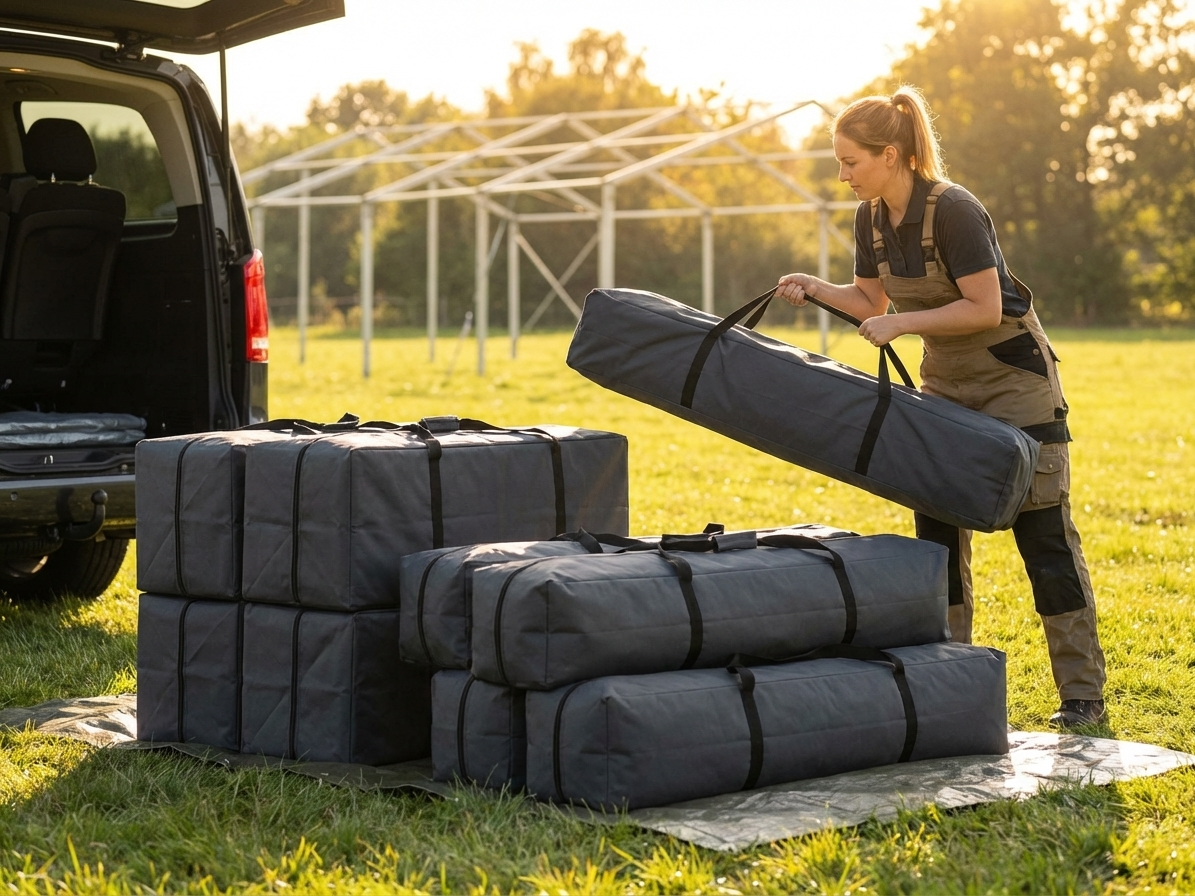 Black marquee carry bag made from polyester with PVC layer, ideal for outdoor events - view 3