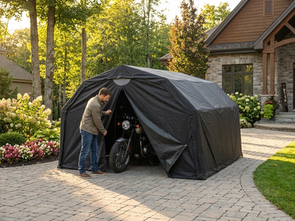 Folding Garage in Black with Oxford Fabric and Steel Frame - view 3