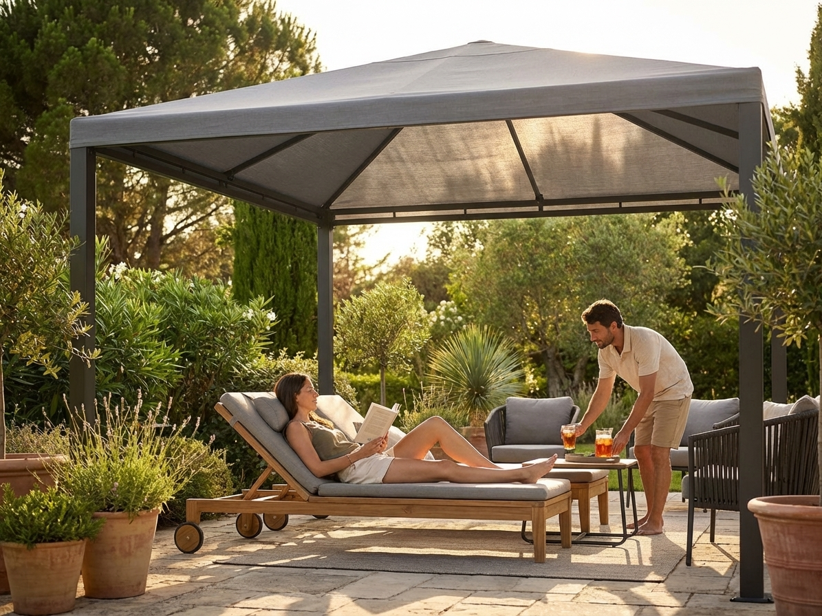 Grey wind roof for a 3x6m gazebo, ideal for outdoor use - product detail