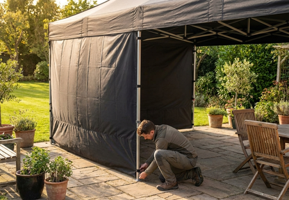 Black sidewall for FleXtents, 4m, polyester with PVC backing - product detail