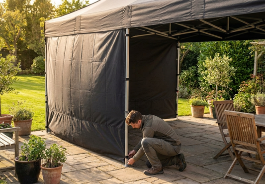Black sidewall for FleXtents, 4m, polyester with PVC backing - product detail